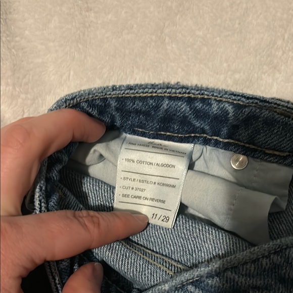 KanCan Blue Distressed Jean Shorts with Frayed Hem - Picture 3 of 3